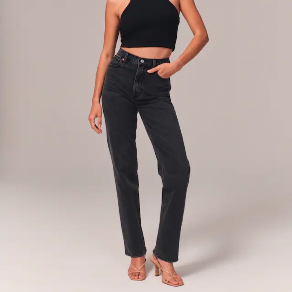 Abercrombie & Fitch Black High Rise 90s Straight Jeans
